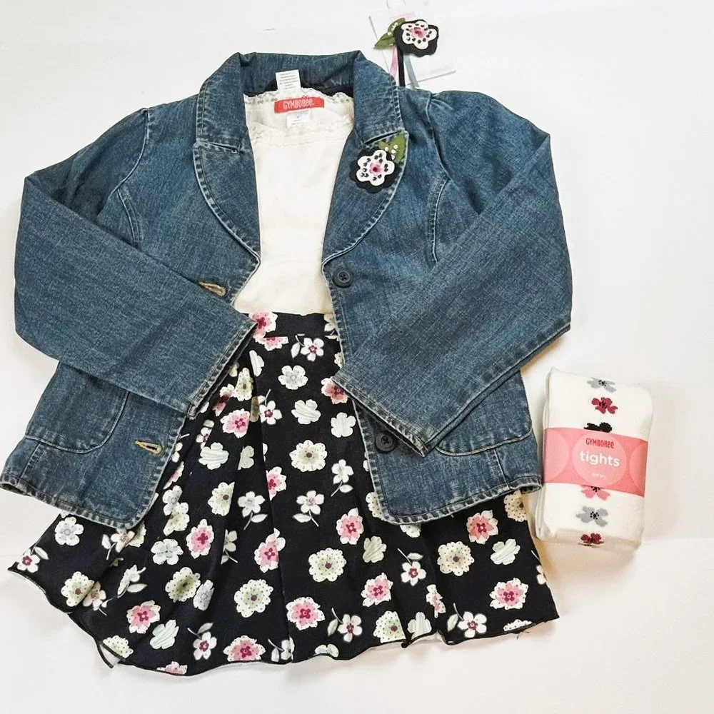 NWT Gymboree Girl Floral Print Skort & Other Matching 5 Piece Set Size 9
